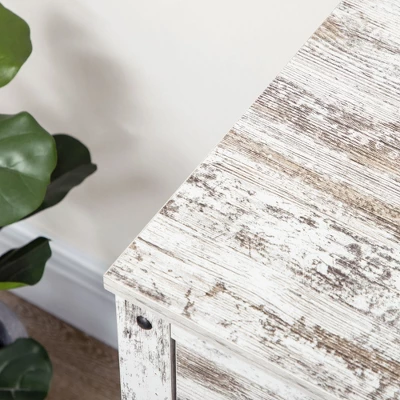 HOMCOM Rustic Storage Cabinet Sideboard With 2 Drawers And 2 Cupboard, Distressed White 6 HOMCOM Rustic Storage Cabinet Sideboard With 2 Drawers And 2 Cupboard, Distressed White - Image 4