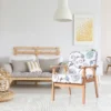 Costway Modern Accent Armchair Fabric Lounge Chair W/Rubber Wood Leg White&Blue Floral -Baxton Studio Store GUEST 35cd681e fc56 4dfc ae2b 79fd3e1ca009