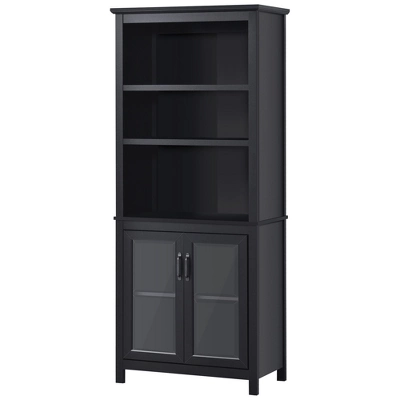 HOMCOM 71" Bookcase Storage Hutch Cabinet With Adjustable Shelves And Glass Doors For Home Office, Kitchen, Living Room 5 HOMCOM 71" Bookcase Storage Hutch Cabinet With Adjustable Shelves And Glass Doors For Home Office, Kitchen, Living Room - Image 3