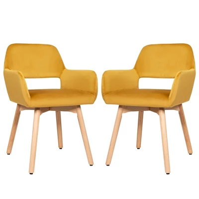 Costway Set Of 2 Modern Accent Armchairs Velvet Fabric Leisure Chairs Club Guest YellowBlue Grey 14 Costway Set Of 2 Modern Accent Armchairs Velvet Fabric Leisure Chairs Club Guest YellowBlue Grey - Image 12