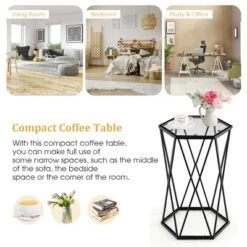 Costway End Table Tempered Glass Top Metal Frame Hexagonal Accent Side Table Living Room -Baxton Studio Store GUEST 38c70837 d394 4223 a13a 7088d11c0248