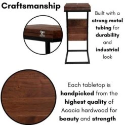 BIRDROCK HOME Acacia Wood Expandable C Shaped Side Table With Magazine Rack, Phone & Tablet Stand -Baxton Studio Store GUEST 39729446 ee17 402c 97bd c297d928a6ac