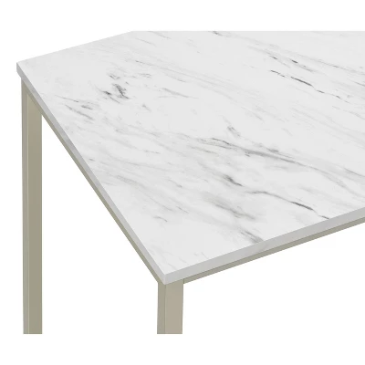 Leona End Table Faux White Marble/Satin Nickel - Coaster 4 Leona End Table Faux White Marble/Satin Nickel - Coaster - Image 2