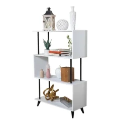 46.5" 4 Tier S Shaped Bookcase White/Black - Danya B. -Baxton Studio Store GUEST 3d627cd8 c9e6 47cc 8c23 0c98584febc8