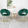 Costway Set Of 2 Accent Velvet Chairs Dining Chairs Arm Chair W/Golden Legs