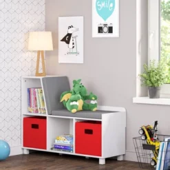 Kids' Book Nook Storage Bench With Cubbies White - RiverRidge Home -Baxton Studio Store GUEST 401e2077 02f5 48ee b2d2 ba879929bf5b