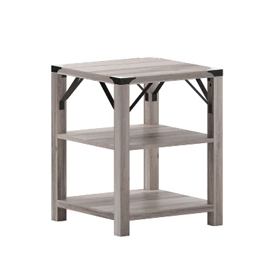 Merrick Lane Modern Farmhouse Engineered Wood End Table With Two Tiered Shelving And Powder Coated Steel Accents 13 Merrick Lane Modern Farmhouse Engineered Wood End Table With Two Tiered Shelving And Powder Coated Steel Accents - Image 11