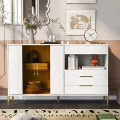 Modern Storage Cabinets With Acrylic Doors And Adjustable Shelves-ModernLuxe