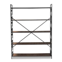 65" 5 Shelf Mirna Iron & Natural Oak Wood Quatrefoil Accent Bookshelf Brown/Black - Baxton Studio 13 65" 5 Shelf Mirna Iron & Natural Oak Wood Quatrefoil Accent Bookshelf Brown/Black - Baxton Studio -Baxton Studio Store GUEST 4185e587 b4fc 41df 81b4 2e7618e8f74a