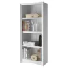 59" Quadra Tall Bookshelf Faux Woodgrain Finish White - Corliving -Baxton Studio Store GUEST 4251e17e bf58 44fd 9950 0871a357132d