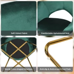 Costway Modern Velvet Accent Chair Upholstered Vanity Chair W/Golden Metal Leg PinkDark GreenGrey -Baxton Studio Store GUEST 42874128 c640 4e08 a6c5 029f01406fac