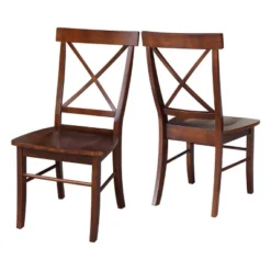 Set Of 2 X Back Chairs With Solid Wood Seats Espresso - International Concepts -Baxton Studio Store GUEST 42940b1b 074e 454d a966 4bec75957d61