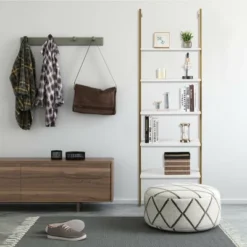 Tangkula 2PCS 5-Tier Ladder Shelf Wood Wall Mounted Display Bookshelf Metal Frame -Baxton Studio Store GUEST 43038130 25c0 4c03 aba2 8f173b363bb2