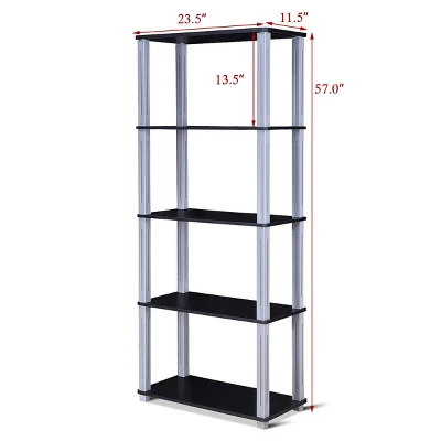 Costway 5-Tier Multi-Functional Storage Shelves Rack Display Bookcase Home Furni Black 3 Costway 5-Tier Multi-Functional Storage Shelves Rack Display Bookcase Home Furni Black
