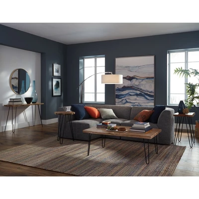 Alaterre Furniture Hairpin Live Edge Round End Table Metal And Wood Natural Brown 5 Alaterre Furniture Hairpin Live Edge Round End Table Metal And Wood Natural Brown - Image 3