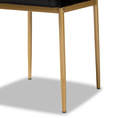 4pc Armand Velvet Fabric Upholstered And Metal Dining Chair Set - Baxton Studio 5 4pc Armand Velvet Fabric Upholstered And Metal Dining Chair Set - Baxton Studio - Image 3