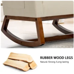 Costway Mid Century Retro Fabric Upholstered Rocking Chair Modern Armchair Beige -Baxton Studio Store GUEST 47ca5879 1f6d 4bb0 92b8 264832eb7519