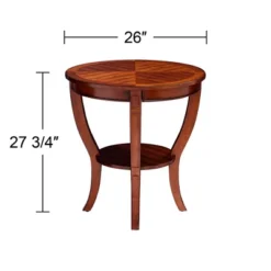 Elm Lane Farmhouse Rustic Cherry Wood Round Accent Side End Table 26" Wide Natural Curving Legs Living Room Home House Entryway -Baxton Studio Store GUEST 48417761 060f 4d33 96d8 39c9a2f3167a