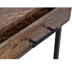 Mango Wood Side Table With Drawer And Cantilever Iron Base Brown/Black - The Urban Port -Baxton Studio Store GUEST 497d5e52 cfdc 4c82 87ad 551769c8c4d5