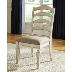 Set Of 2 Realyn Ladderback Dining Upholstered Side Chair Chipped White - Signature Design By Ashley