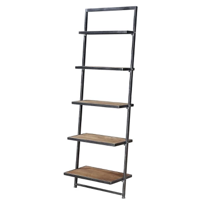 72.25" Laredo 5 Tier Ladder Bookcase/shelf Natural/Antique Black - Breighton Home 5 72.25" Laredo 5 Tier Ladder Bookcase/shelf Natural/Antique Black - Breighton Home - Image 3