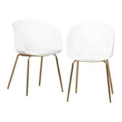Set Of 2 Flam Dining Chairs With Gold Metal Legs - South Shore -Baxton Studio Store GUEST 4be06482 010b 4016 b69e 7b4dd544866b