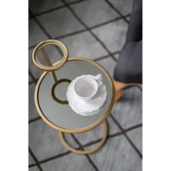 Round Chair Side Table Gold/Clear - A&B Home -Baxton Studio Store GUEST 4c98c1ba cd5f 4c67 b76f 283948ab388e