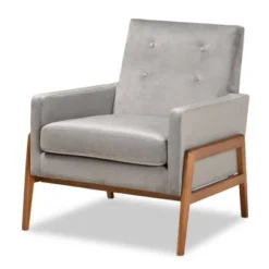 Perris Mid-Century Modern Velvet Fabric Upholstered Wood Lounge Chair - Baxton Studio -Baxton Studio Store GUEST 4e921989 310d 4ff4 95cd ccf3b5489300