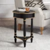 55 Downing Street Modern Luxe Wood Round Accent Side End Table 18 1/4" Wide With Shelf Black Gold For Living Room Home House -Baxton Studio Store GUEST 4e9f21ed f914 4f69 88f8 07c30be54260