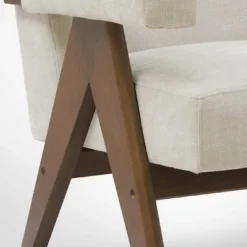 Set Of 2 Morgan Upholstered 19.7" Wider Seat And Armrest With Upside Down "V" Shape Design Rubberwood Legs Accent Chair-The Pop Maison -Baxton Studio Store GUEST 4f245e17 396f 4241 95f2 af89a2a5c9f3