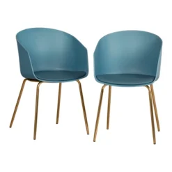 Set Of 2 Flam Dining Chairs With Gold Metal Legs - South Shore -Baxton Studio Store GUEST 4f4b3b4c 4c8d 4678 b588 df0d76e8ee8e