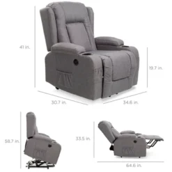 Best Choice Products Electric Power Lift Linen Recliner Massage Chair Furniture W/ USB Port, Heat, Cupholders -Baxton Studio Store GUEST 501de113 98bc 49c9 93a0 b5ba1edb1bb1
