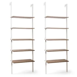 Tangkula 2PCS 5-Tier Ladder Shelf Wood Wall Mounted Display Bookshelf Metal Frame -Baxton Studio Store GUEST 505a0fa2 1416 4eb7 a4eb 6d7c4d31af92
