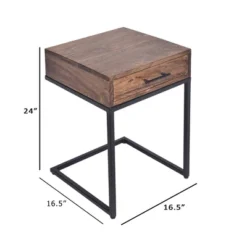 Mango Wood Side Table With Drawer And Cantilever Iron Base Brown/Black - The Urban Port -Baxton Studio Store GUEST 509f5419 18c0 40e9 a91d 398da3c279f1
