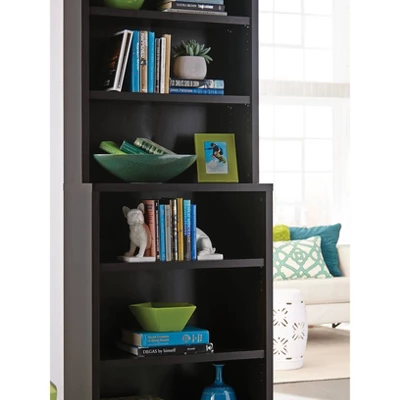 82" 6 Shelf Hutch Bookcase Black/Walnut - ClosetMaid 4 82" 6 Shelf Hutch Bookcase Black/Walnut - ClosetMaid - Image 2