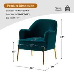 Odo Upholstered Accent Chair Velvet Comfy Living Room Arm Chair | Karat Home -Baxton Studio Store GUEST 51190521 7d2b 4f6d bbb2 4b2161f4e8c8