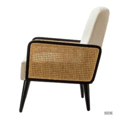 Flavio Rattan Accent Chair Mordern Armchair Comfy Living Room Club Chair | Karat Home - Linen Solid -Baxton Studio Store GUEST 522e2a96 1667 4306 9776 7bf018cf17e3