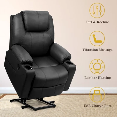 Costway Electric Recliner Chair Massage Sofa Leather W/ USB Charge Port BrownBlack 9 Costway Electric Recliner Chair Massage Sofa Leather W/ USB Charge Port BrownBlack - Image 7