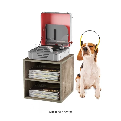 End Table - Stackable Contemporary Minimalist Modular Cube Accent Table Double Shelves For Bedroom, Living Room Or Office By Hastings Home (Gray) 5 End Table - Stackable Contemporary Minimalist Modular Cube Accent Table Double Shelves For Bedroom, Living Room Or Office By Hastings Home (Gray) - Image 3