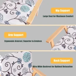 Costway Modern Accent Armchair Fabric Lounge Chair W/Rubber Wood Leg White&Blue Floral -Baxton Studio Store GUEST 55bb53c8 04be 41cc b1d2 fd390323e70e