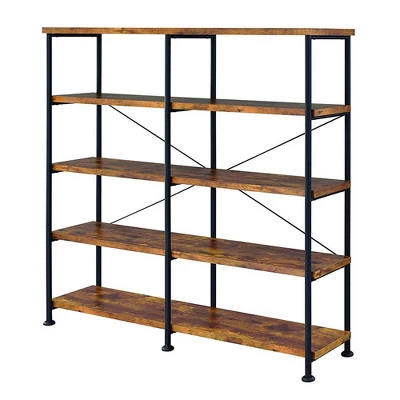 63" Industrial 4 Tier Bookshelf With Particleboard And Metal Frame - Benzara 10 63" Industrial 4 Tier Bookshelf With Particleboard And Metal Frame - Benzara - Image 8