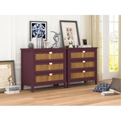 Archie Ash Wood Veneer 3-drawer And Pine Legs Accent Cabinet With Storage- The Pop Maison 5 Archie Ash Wood Veneer 3-drawer And Pine Legs Accent Cabinet With Storage- The Pop Maison - Image 3