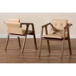 2pc Marcena Imitation Leather Upholstered And Wood Dining Chair Set - Baxton Studio -Baxton Studio Store GUEST 57c442f6 a00a 41bd 99bf 39f79fbcb926