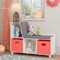 Kids' Book Nook Storage Bench With Cubbies White - RiverRidge Home -Baxton Studio Store GUEST 58173438 15cf 4029 8470 ce4f3681817a
