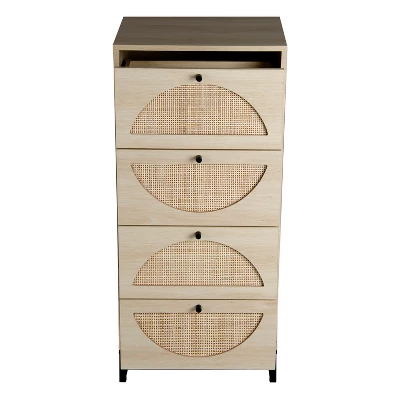 Set Of 2, Natural Rattan Cabinets With 4 Drawers - ModernLuxe 7 Set Of 2, Natural Rattan Cabinets With 4 Drawers - ModernLuxe - Image 5