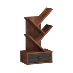 Tangkula 5-Tier Tree Bookshelf W/ Wooden Drawer Display Storage Organizer Rack -Baxton Studio Store GUEST 5a742ca5 7ca2 49b6 890a 9c663b5c9980