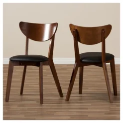 Set Of 2 Sumner Mid - Century Faux Leather Dining Chairs - Black, "Walnut" Brown - Baxton Studio -Baxton Studio Store GUEST 5cd16859 b86c 42d8 8ede 4db10ef6fb40