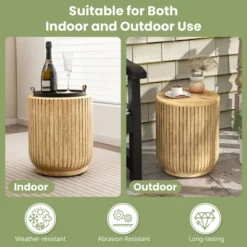 Costway 17'' Concrete Accent Side Table Tree Stump Wood-like End Table Plant Stand Stool -Baxton Studio Store GUEST 5ce4b9aa 9c72 43b2 9064 a2a9d03e8e9e