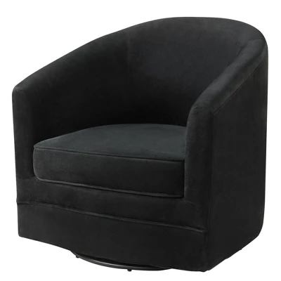 Costway Modern Swivel Barrel Chair Upholstered Velvet Armchair With Metal Base 10 Costway Modern Swivel Barrel Chair Upholstered Velvet Armchair With Metal Base - Image 8