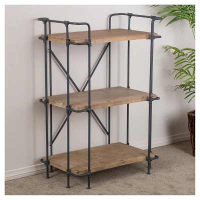 Yorktown 40.5" 3-Shelf Industrial Bookcase Brown - Christopher Knight Home 3 Yorktown 40.5" 3-Shelf Industrial Bookcase Brown - Christopher Knight Home